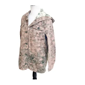 Anthropologie Hei Hei Jacket Womens Camo Multi Button Front Hooded Utility Large thumbnail 3
