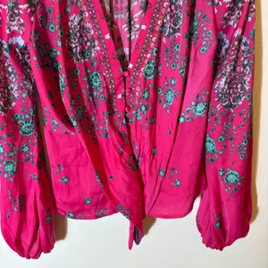 Free People Run Free‎ Blouse in Pink Combo Size XS thumbnail 4