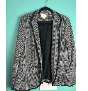 Women's Chico's Black White Herringbone Blazer Jacket Size 8 Chicos 1 thumbnail 2