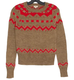 Cremieux Sweater Alpaca Fair Isle Nordic Cottage Preppy Cabin Cozy Brown Red XS thumbnail 1