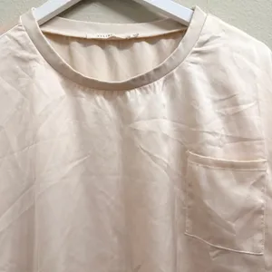 Ellison‎ Satin Pajama Set SS Top and Shorts Beige Size Large Neutral Comfy Soft thumbnail 5