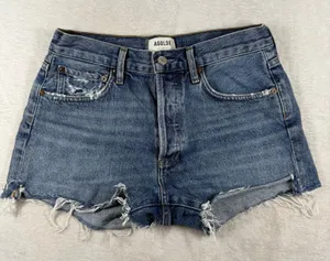 AGOLDE Parker High Rise Cut Off Organic Cotton Denim Shorts Blue 26 A026C-1141 thumbnail 1