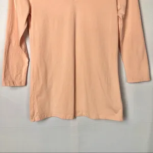 Daily Ritual Peach‎ Orange Supima Cotton V-Neck 3/4 Sleeve Long Sleeve S thumbnail 4