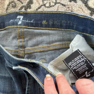 7 For All Mankind The Skinny Distressed 32 Med Wash Destroyed Stretch Jeans thumbnail 9