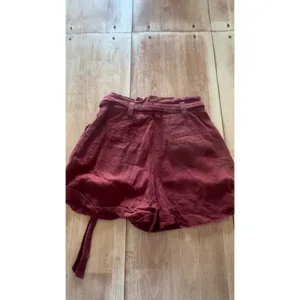 ASOS Rust Red Linen Blend Paperbag‎ Waist Shorts High Rise Size US 2 thumbnail 4