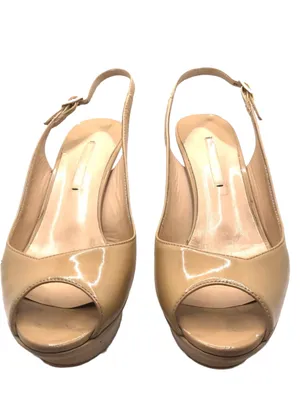 Nicholas Kirkwood Beige Patent Leather Slingback Platform Stiletto Heels (36.5) thumbnail 5