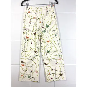 Anthropologie Maeve The Colette Butterfly Print Wide Leg Cropped Pants 25P thumbnail 9