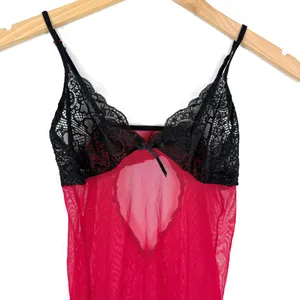Frederick's of Hollywood Red Lace Babydoll Garter Lingerie Top thumbnail 2