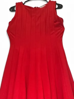 Calvin Klein Red Fit & Flare Dress Size 2 Pleated Stretch Cocktail Date Night thumbnail 3
