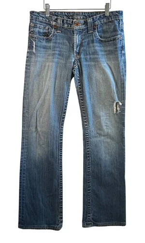 Big Star Casey Bootcut Jeans Medium Wash Distressed Denim Low‎ Rise Size 30L USA thumbnail 1