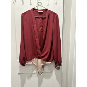 Women's Designer Amanda Uprichard Medium Hera Thong Bodysuit Malbec Top Blouse thumbnail 3