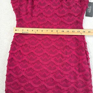 GUESS Fringe Sheath Dress Wine Scalloped Womens Size 4 Sleeveless Short New thumbnail 10