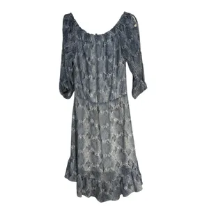 White House Black Market Off Shoulder Tiered‎ Ruffle Print Dress M thumbnail 4