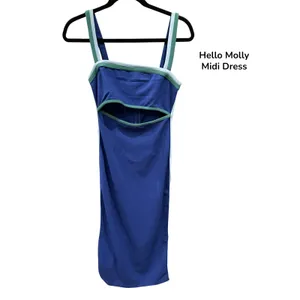 Hello Molly Summertime Groovin Blue Cutout Bodycon Midi Dress S /4 BandageDress‎ thumbnail 4