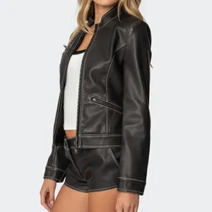 Edikted Leather Jacket and Shorts Set thumbnail 2