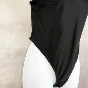 Cheeky High Cut Womens Swimsuit Size Large Black Gold Glam Beach Summer Resort‎ thumbnail 5
