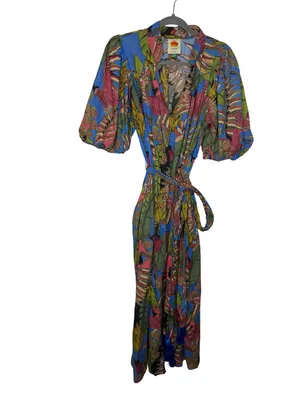 🌺✨ Farm Rio Totally Tuiuiu Tropical Floral Birds Wrap Maxi‎ Dress M ✨🌺 thumbnail 2