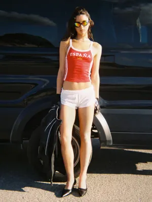BDG Urban Outfitters Mia España Red Graphic Cropped Cami Tank Top S thumbnail 3