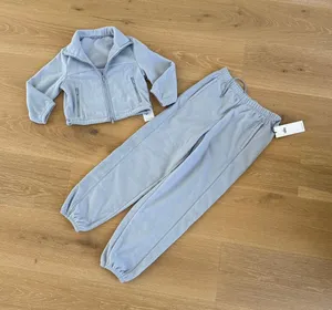 Alo Yoga Polar Fleece Retreat Cropped jacket & Joggers Size XS Winter Frost Blue thumbnail 1
