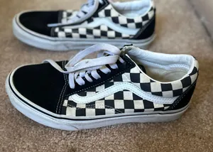 Vans Women’s 6.5 Black and White Checkered Lace Shoes thumbnail 1