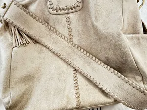 HOBO Cream Leather Tote with Whipstitch Strap and Tassel thumbnail 5