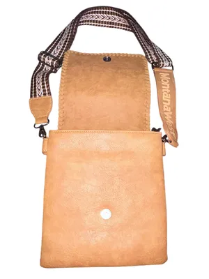 Montana West Tan Western Crossbody Bag Leopard Accent Wide Strap EUC thumbnail 4