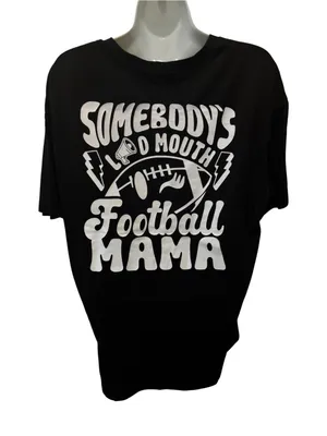 New Football Mama Novelty T-Shirt Sz M Black Crewneck Short Sleeve Loud Mouth thumbnail 1