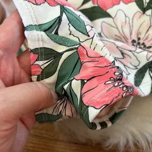 Pink White & Green Floral Open Back Ruched One Piece Swimsuit thumbnail 6