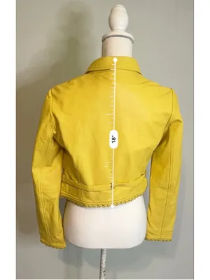 DOMA Yellow Lamb Leather Scalloped Cropped Jacket S thumbnail 5