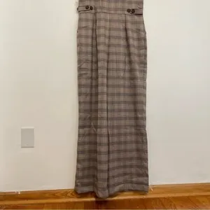 NEW NWT MODCLOTH Plaid Appeal Vest Jumpsuit Tan Brown Blue Sleeveless Retro 70s thumbnail 15
