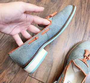 Torretti • retro tassel loafers aqua blue orange leather suede slip on thumbnail 8