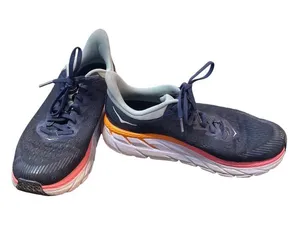 Hoka One Clifton 7 wms blue orange walking running sneakers sz 8.5D SKU 10-351 thumbnail 1