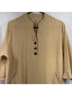Women’s Beige Button Front Maxi Dress Size 2XL thumbnail 4