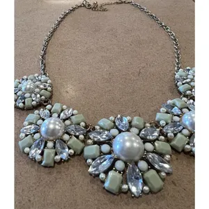 Vintage Necklace Statement Round Faux Pearl Gold Tone thumbnail 6