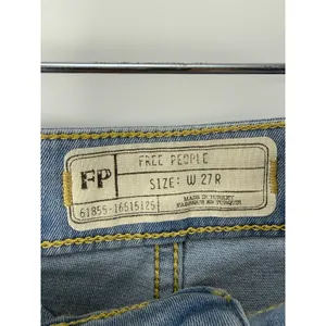 Free People Just Float On High Rise Flare Jeans W27 Light Wash Raw Hem Boho thumbnail 7
