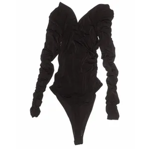 Free People NWT $68 Hot Fudge Brown Reya Ruched Long Sleeve Bodysuit XL thumbnail 3