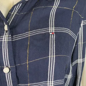 Tommy Hilfiger Women's Navy‎ Plaid Button Down Shirt Metallic Accents Size M thumbnail 2