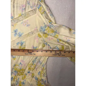 LoveShackFancy Target Yellow Floral Lace peasant Mini Dress Plus 1X Cottagecore‎ thumbnail 5
