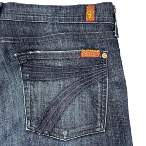 7‎ For All Mankind Low-Rise Crop Dojo Wide Leg Jeans 32" Dark Wash 7FAM Y2K USA thumbnail 7