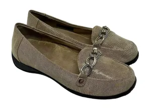 Vionic Alda‎ Leather Loafer Orthotic Shoe Flats in Beige Tan Size US 7 Wide thumbnail 1