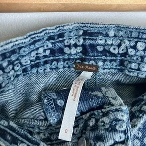 Free People School Daze Tribal Denim Mini Button Fly Skirt thumbnail 4