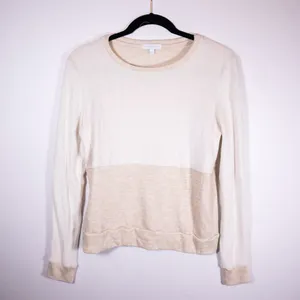 Beyond Yoga Cross Paths Long Sleeve Crew Terrycloth Pullover Oatmeal Sweater S thumbnail 1