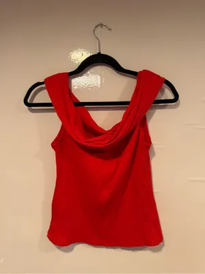 NWT Madewell Red Ribbed off the‎ shoulder Tank Top thumbnail 4