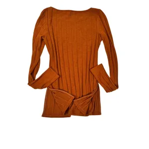 Anthropologie Ribbed Knit Tunic Sweater‎ Top XS Rust Orange Stretch Minimalist thumbnail 4