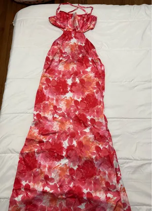 Pink and Red Floral SHEIN Cut Out Dress XS thumbnail 1