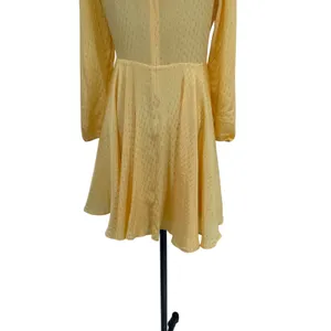 Maje Roseau Jacquard Skater Dress Long‎ Sleeve Yellow Size 40 US Large thumbnail 13