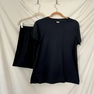 Source Unknown Soft Stretchy Black Matching T-shirt and Shorts Lounge Set Size L NWOT thumbnail 2