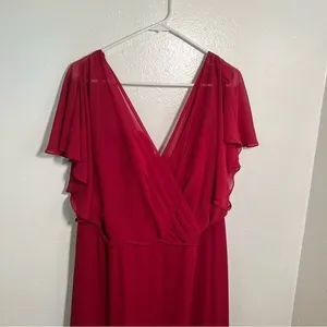 Morilee Women's Plus Size 22 Bridesmaid Dress 21667 Claret Red Short Flutter Slv thumbnail 3