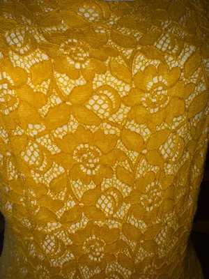 Anthropologie Maeve mustard Yellow Lace Bodice A-Line Dress with Textured Skirt thumbnail 5