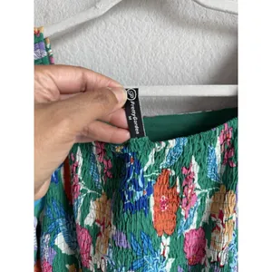 PRETTYGARDEN Green Tropical Floral Maxi Dress Smocked Cuff Square‎ Neck Boho M thumbnail 9